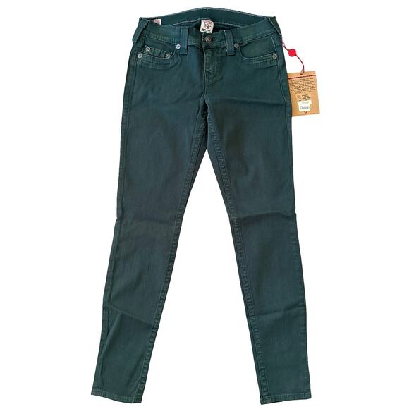 True Religion World Tour Casey Supper Skinny Dark Green Jeans Size 28 NWT $198 - Picture 3 of 10
